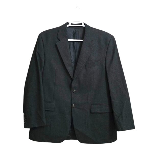 Chaps Ralph Lauren Vintage 90s Charcoal Gray Wool Single Breasted Blazer Sz 44R - Picture 1 of 14
